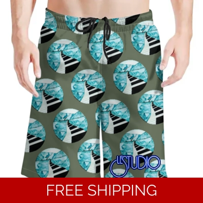 Le Studio Custom 3D Men's Beach Shorts M Piano Window